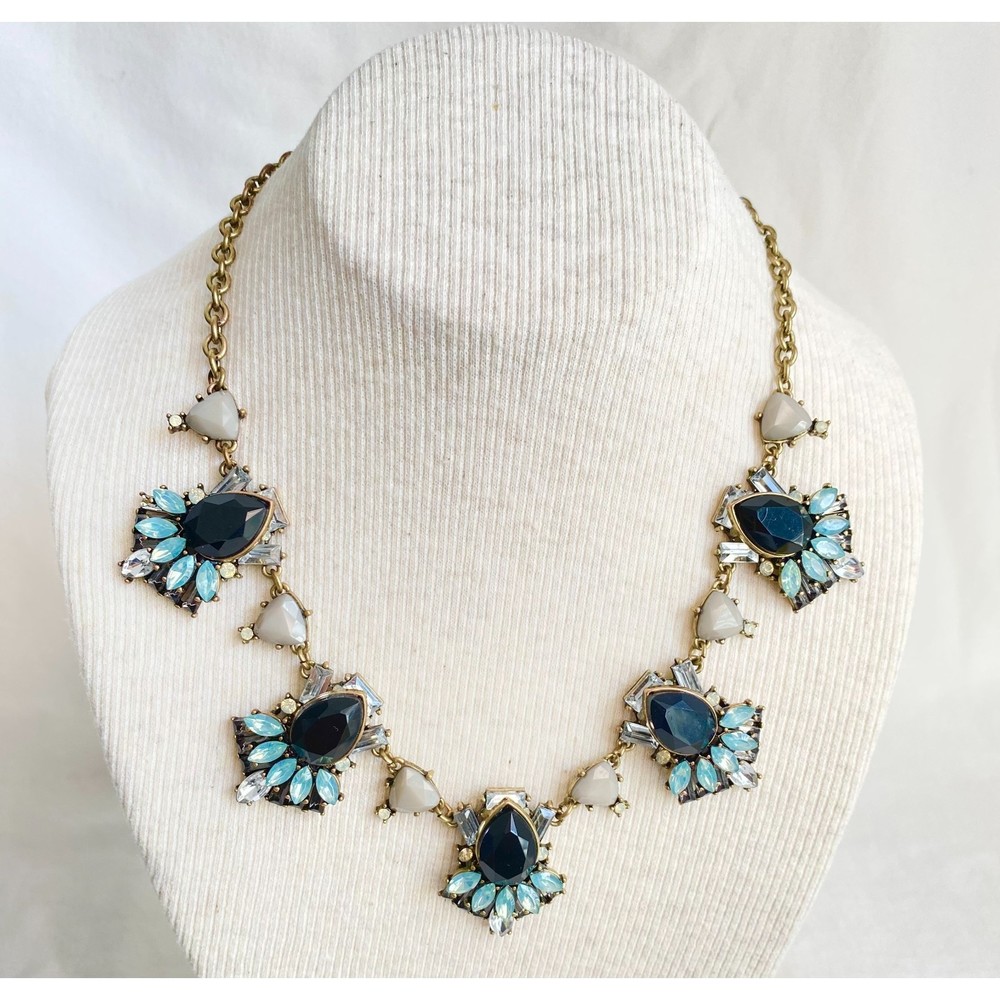 🖤Bronze Tone Multicolor Multi Shape Stone Chain Necklace Boho